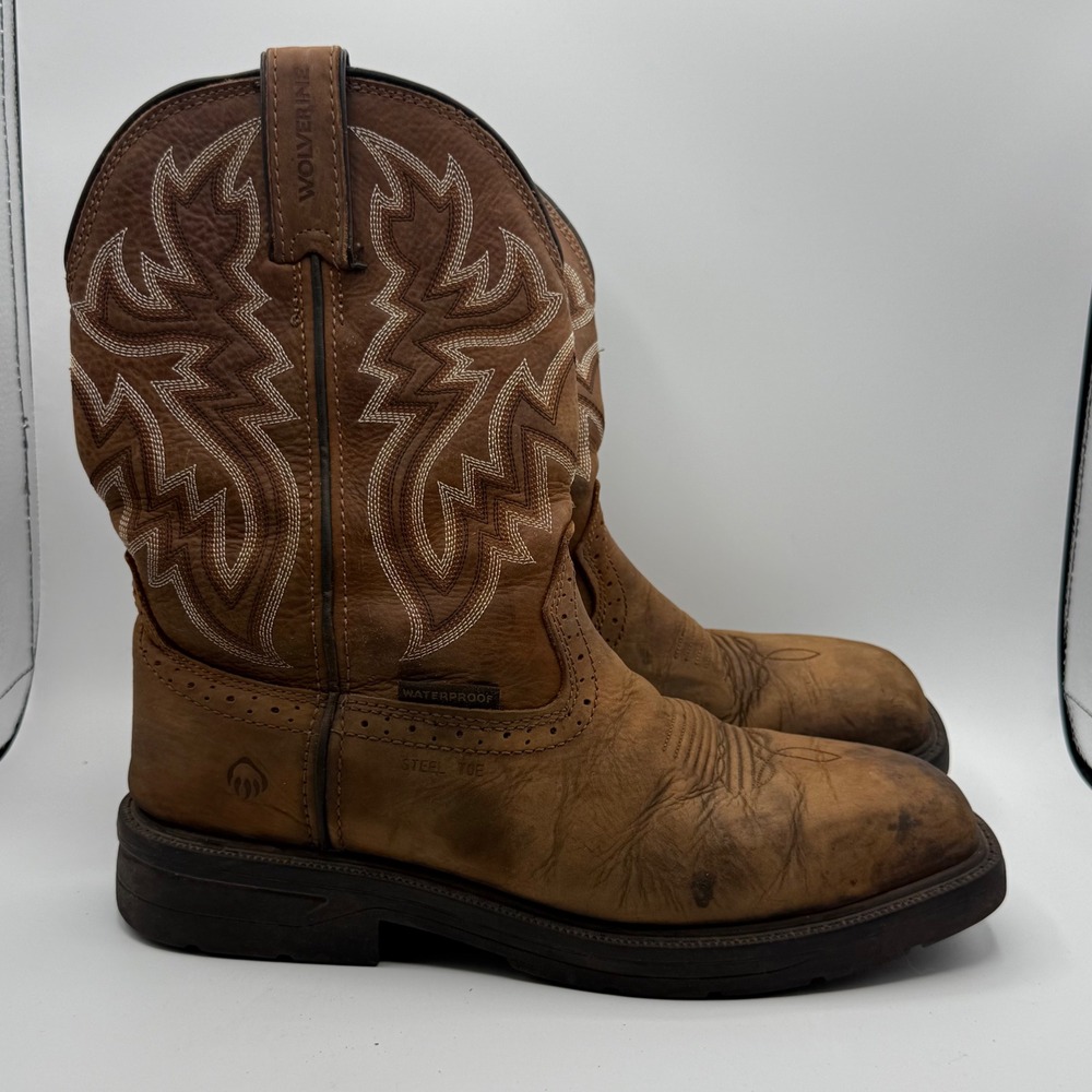 Wolverine Rancher Work Boots Mens 8.5M Brown Good Steel Toe Waterproof W080150